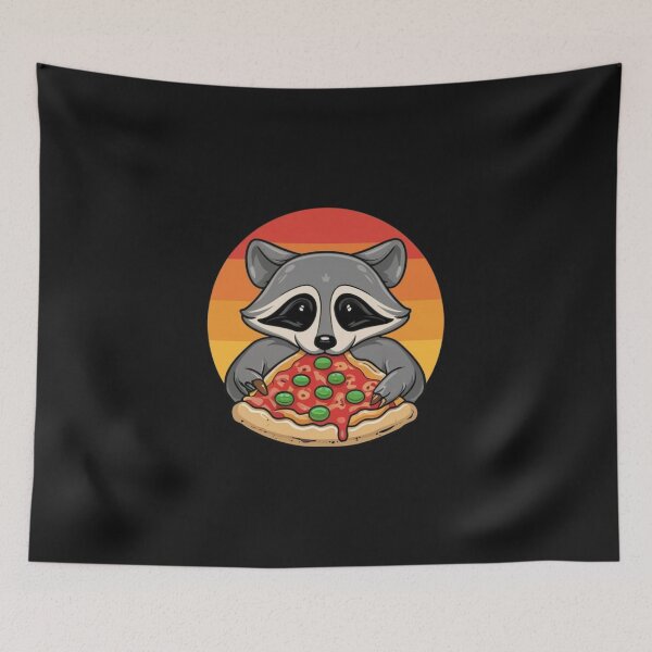 Item preview, Funny raccoon eat pizza theme t shirt design designed and sold by PIKOME.