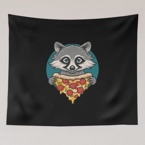 Item preview, Funny raccoon eat pizza theme t shirt design designed and sold by PIKOME.