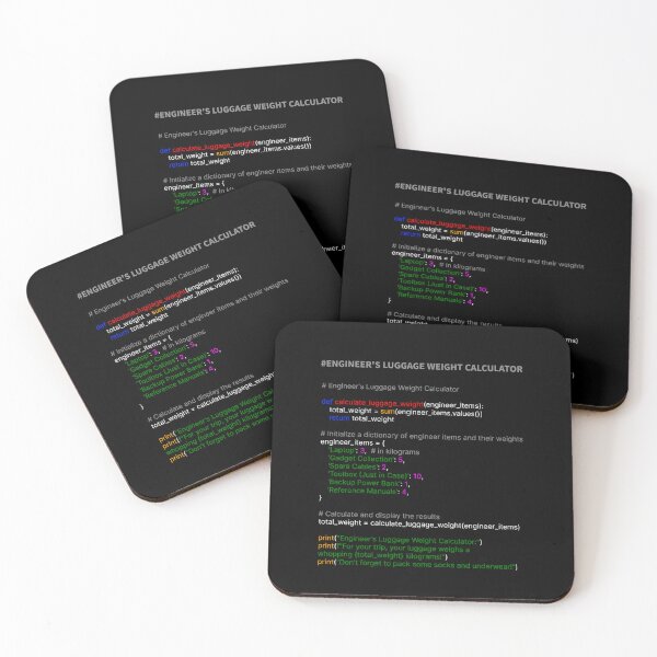 Item preview, Engineer Engineering Luggage Weight Calculator in Programming Language Coding designed and sold by OliveAndSnow.