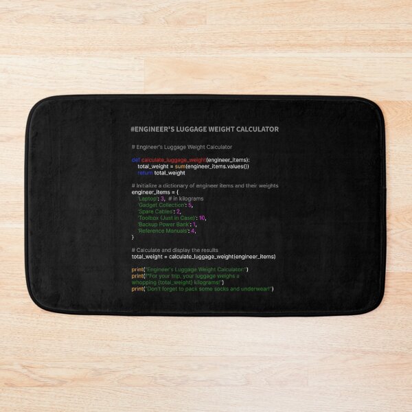 Item preview, Engineer Engineering Luggage Weight Calculator in Programming Language Coding designed and sold by OliveAndSnow.