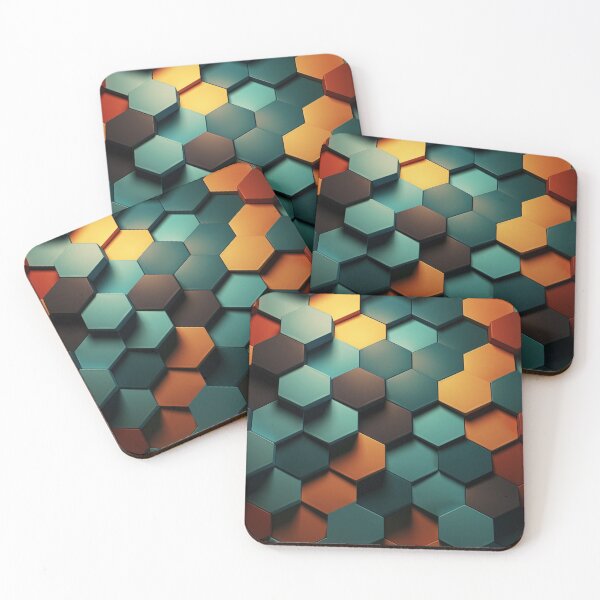 Item preview, Hexagonal Pattern, Green Yellow Orange Black 3D designed and sold by purelypatterns.