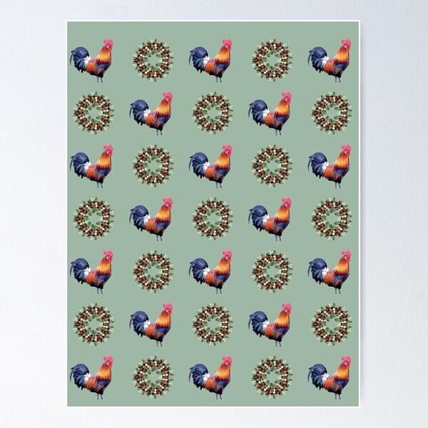 Item preview, Chicken Wreath Christmas Pattern designed and sold by anniemarr.
