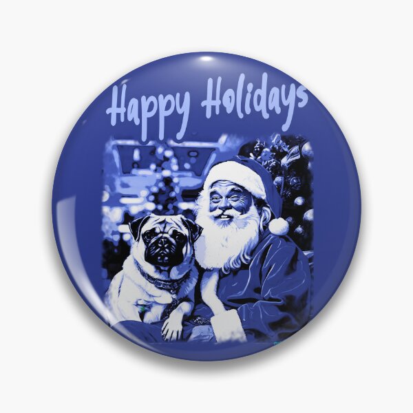Item preview, Pug HAPPY HOLIDAYS 34 BLUE designed and sold by RedBluffTraders.