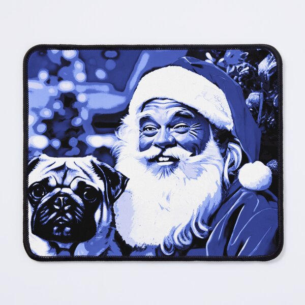 Item preview, Pug HAPPY HOLIDAYS 34 BLUE designed and sold by RedBluffTraders.