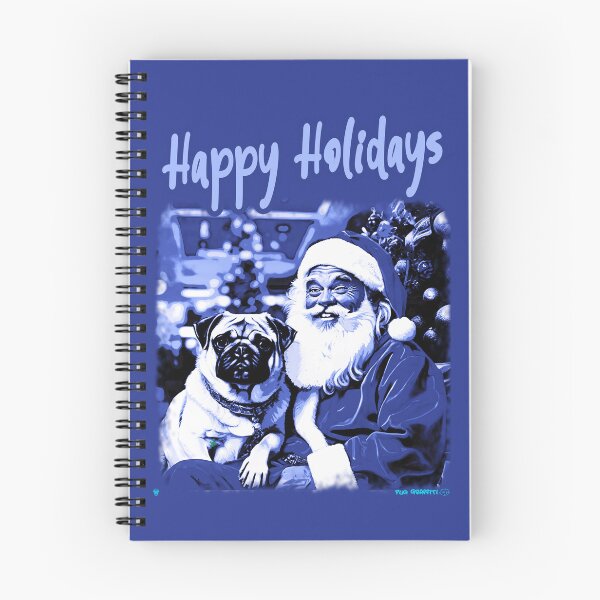 Item preview, Pug HAPPY HOLIDAYS 34 BLUE designed and sold by RedBluffTraders.