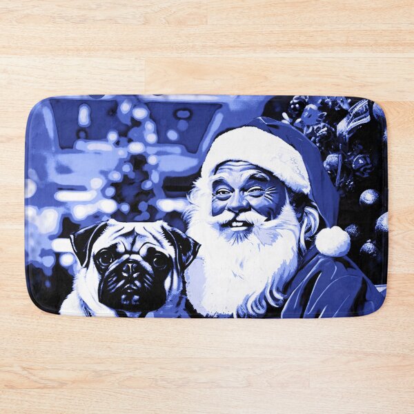 Item preview, Pug HAPPY HOLIDAYS 34 BLUE designed and sold by RedBluffTraders.