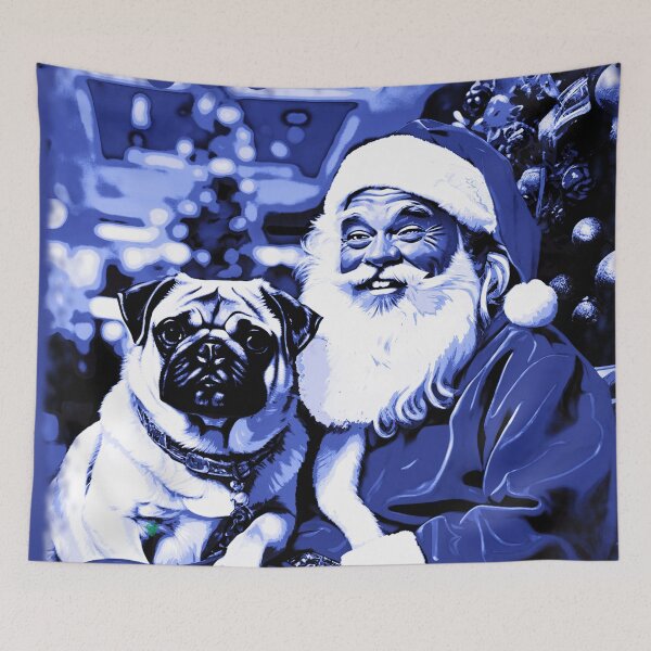 Item preview, Pug HAPPY HOLIDAYS 34 BLUE designed and sold by RedBluffTraders.