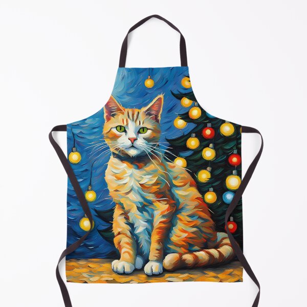 Item preview, Cat and a Christmas Tree in Van Gogh style designed and sold by MadamEnne.
