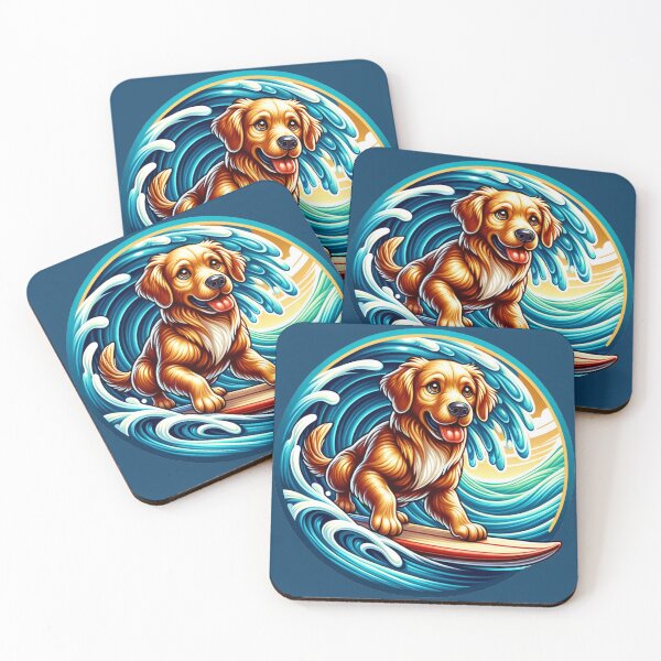 Item preview, Surfing Golden Paws designed and sold by ZooStickerss.