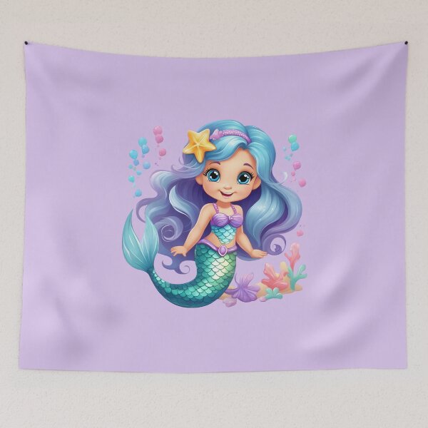 Item preview, Cute Blue and Teal Little Mermaid Under the Sea designed and sold by Cawaiico.