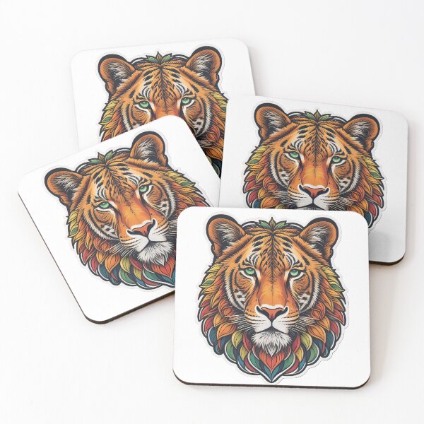 Item preview, Tiger head with colorful ornament designed and sold by Sanan Israyilli.