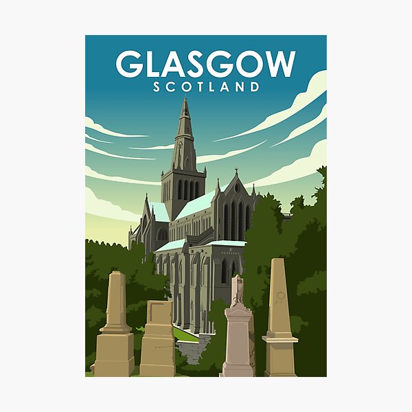 Item preview, Glasgow Scotland Castle Vintage Minimal Retro Travel Poster designed and sold by Stadify.