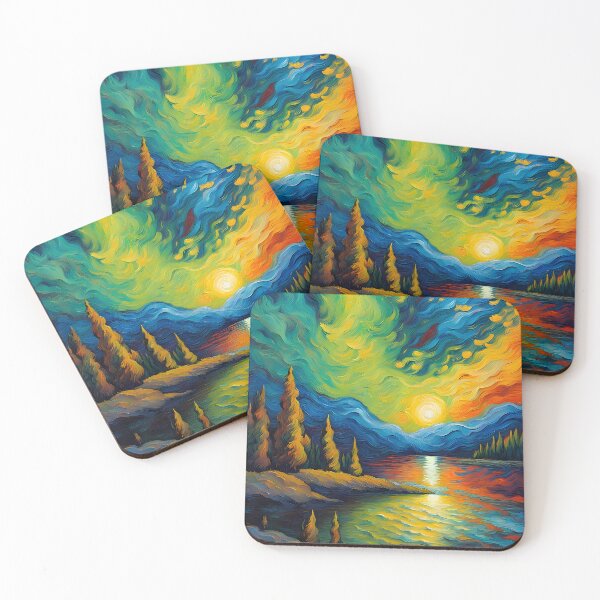 Item preview, Sunset colors on river in Van Gogh Style designed and sold by MadamEnne.