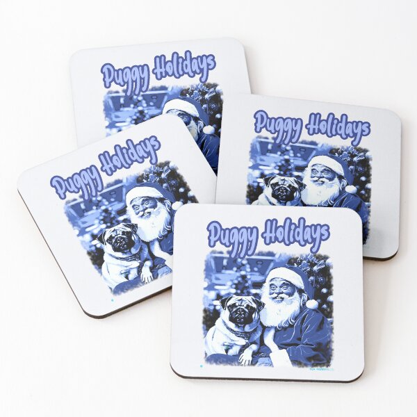 Item preview, Pug HAPPY HOLIDAYS 34 BLUE PUGGY HOLIDAYS designed and sold by RedBluffTraders.