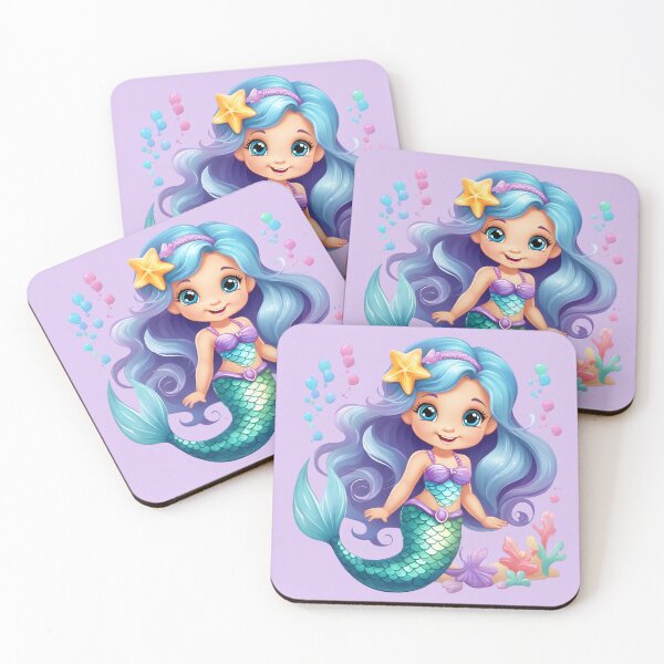 Item preview, Cute Blue and Teal Little Mermaid Under the Sea designed and sold by Cawaiico.