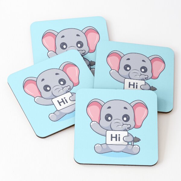 Item preview, "Cute Elephant Holding Hi Banner Cartoon Vector Icon Illustration designed and sold by hjian8219.
