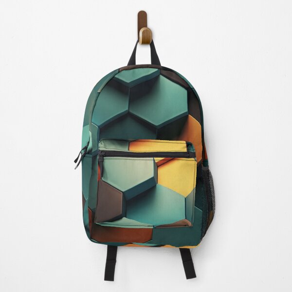 Item preview, Hexagonal Pattern, Green Yellow Orange Black 3D designed and sold by purelypatterns.