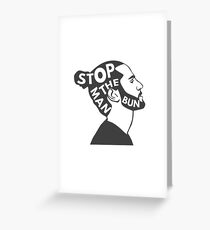 Tarjeta de felicitación Funny Man Bun Hipster Sarcasmo Stop The Manbun