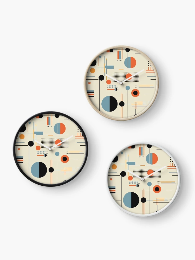 Thumbnail 3 of 4, Clock, Geometric Abstract Retro Pattern designed and sold by rob art | illustration.