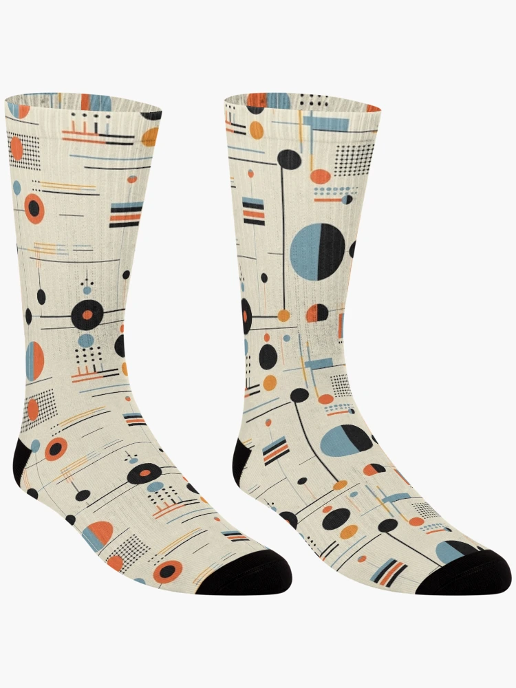 Thumbnail 3 of 5, Socks, Geometric Abstract Retro Pattern designed and sold by rob art | illustration.