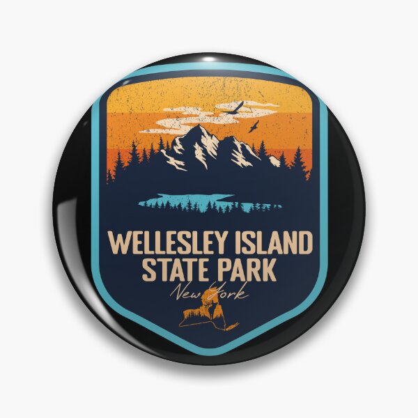 Item preview, Wellesley Island State Park New York - NY Sunset Grunge Texture Badge Forest and Wilderness  designed and sold by mountainfad.