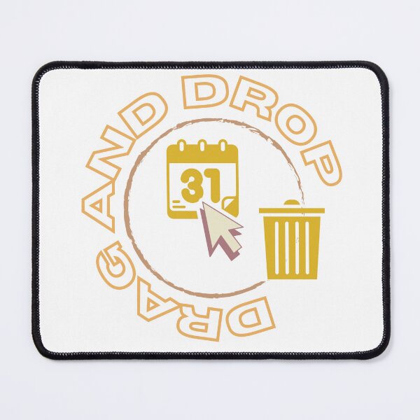 Item preview, Drag and drop calendar, computer mouse pointer and trash can inside brown circle designed and sold by SplashTastic.