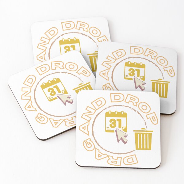 Item preview, Drag and drop calendar, computer mouse pointer and trash can inside brown circle designed and sold by SplashTastic.