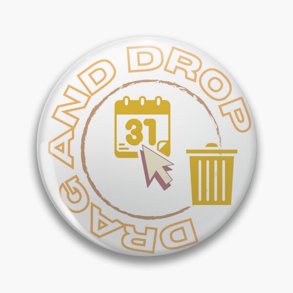 Item preview, Drag and drop calendar, computer mouse pointer and trash can inside brown circle designed and sold by SplashTastic.