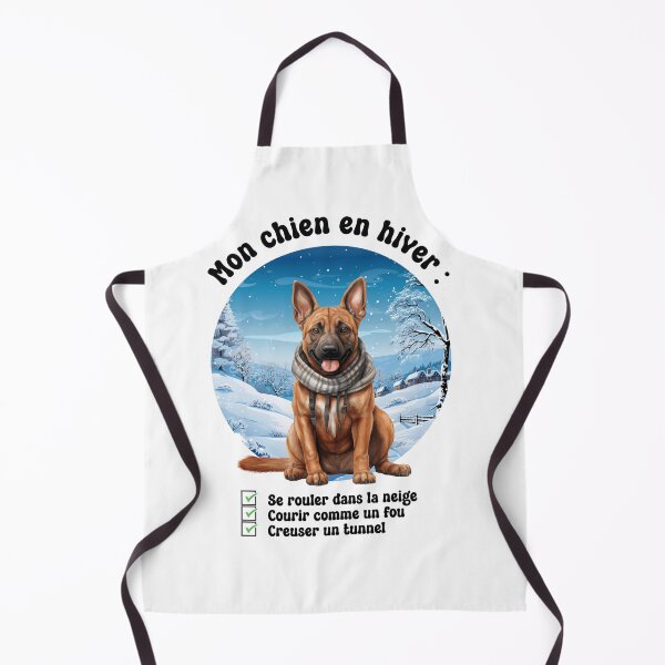 Item preview, Malinois dog (Belgian Malinois) in winter, fun and cute in French designed and sold by isaweb.