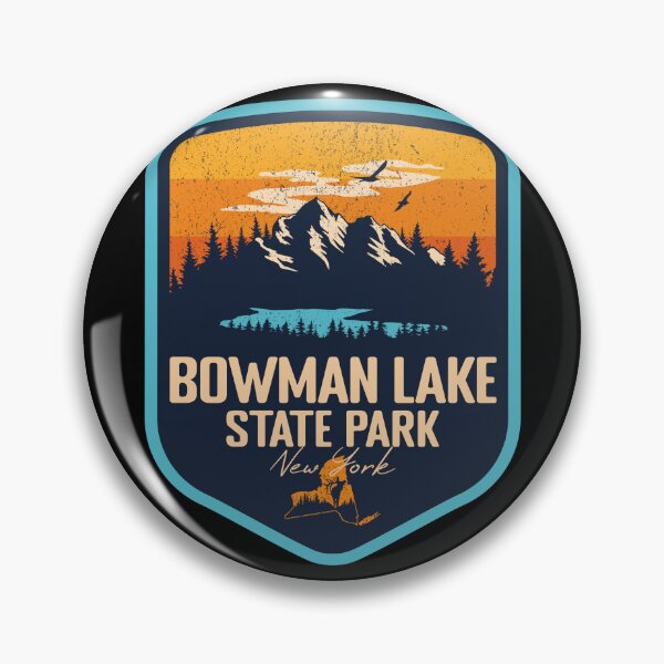 Item preview, Bowman Lake State Park New York - NY Sunset Grunge Texture Badge Forest and Wilderness  designed and sold by mountainfad.