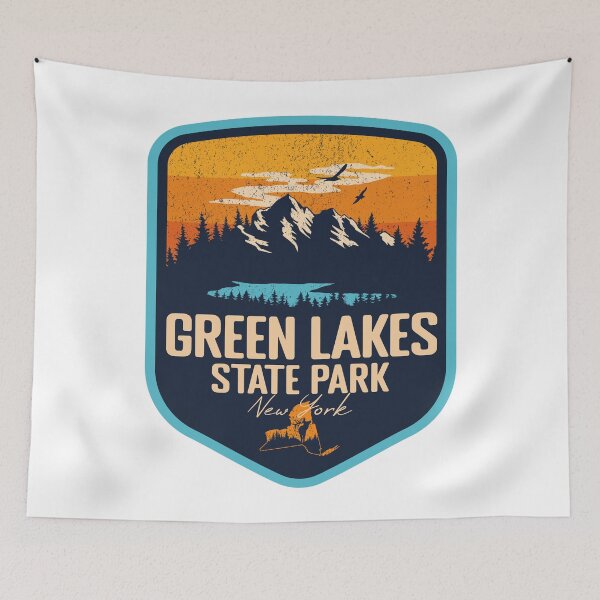 Item preview, Green Lakes State Park New York - NY Sunset Grunge Texture Badge Forest and Wilderness  designed and sold by mountainfad.