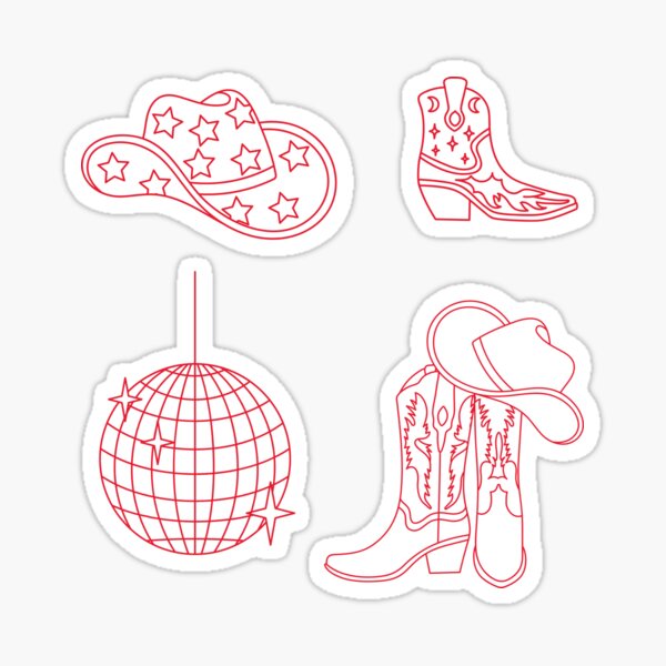Item preview, Disco Cowgirl Pack. Linear Cowboy boots, disco ball and cowgirl hat.  designed and sold by CoCoArt-Ua.
