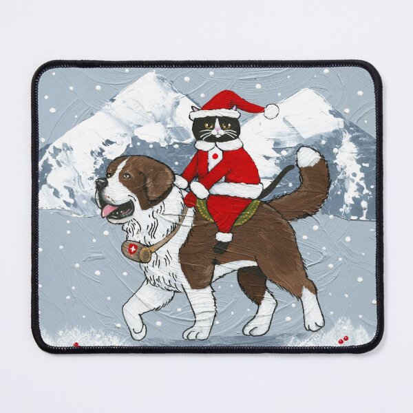 Item preview, Christmas Cat Saint Bernard Ride designed and sold by KilkennyCat Art.