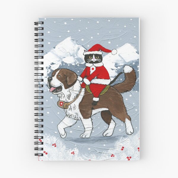 Item preview, Christmas Cat Saint Bernard Ride designed and sold by KilkennyCat Art.