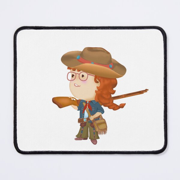 Item preview, Red braids wearing a cowboy outfit holding a rifle  designed and sold by Chattakan.