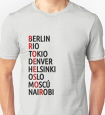 La Casa de Papel Names of Cities Unisex T-Shirt