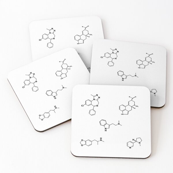 Artikelvorschau, Xanax, LSD, DMT, MDMA, Nikotin-chemische Strukturmoleküle entworfen und verkauft von ScienceCorner.