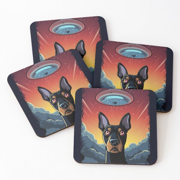 Item preview, Funny Doberman Puppy Surprised by a UFO, Alien Humor designed and sold by madtoyman.