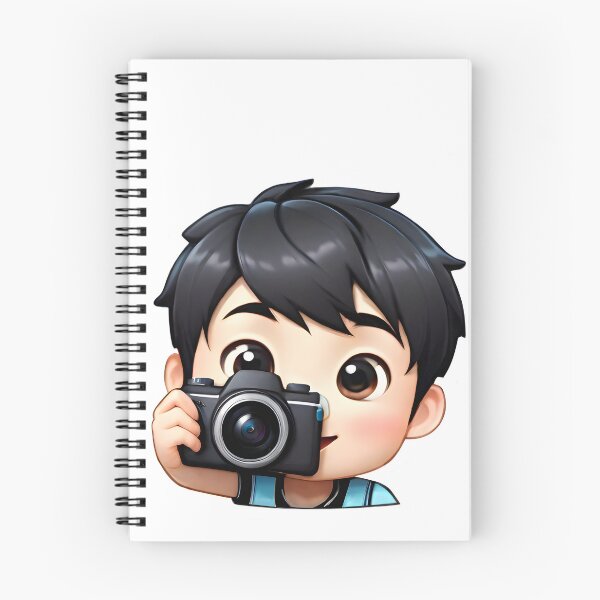 Item preview, Asian happy cute boy photographer with camera. designed and sold by athurbubble.