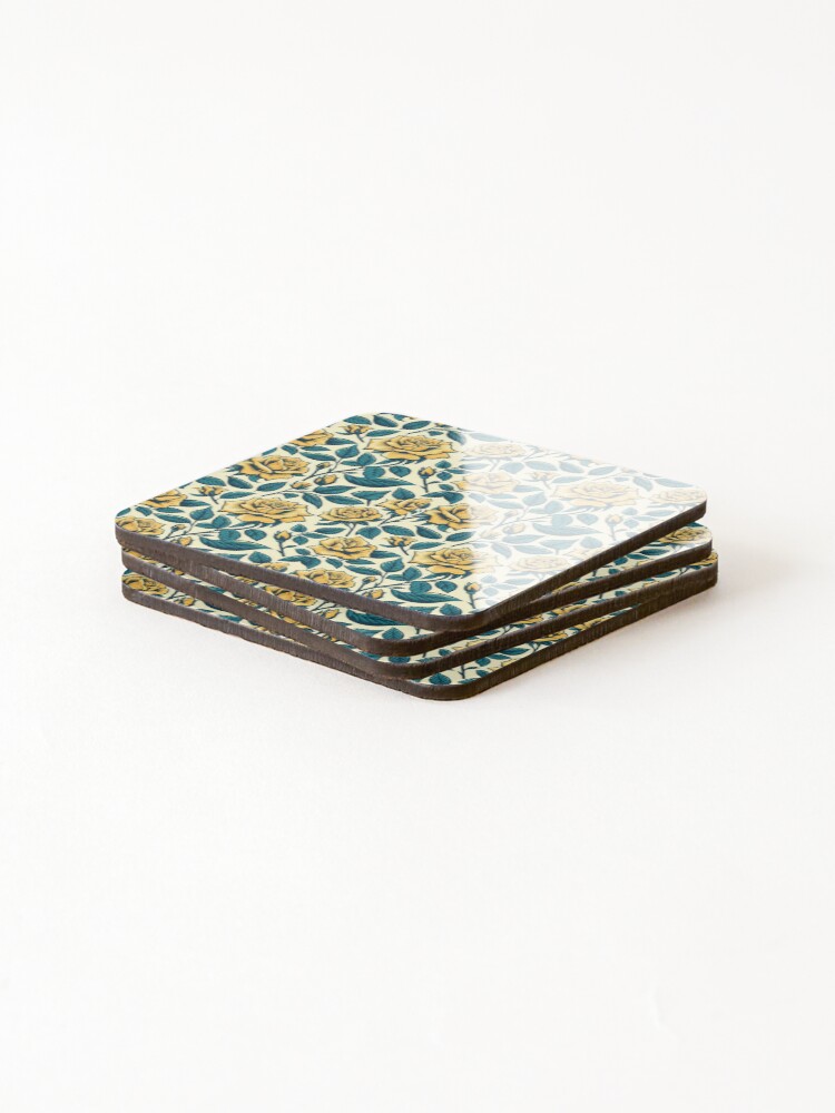 Thumbnail 4 of 5, Coasters (Set of 4), Yellow Roses Pattern designed and sold by FineArtsPro.