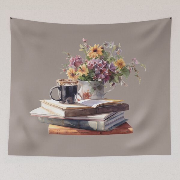 Item preview, Coffee, Books and Flowers  designed and sold by Sketch-Shack.