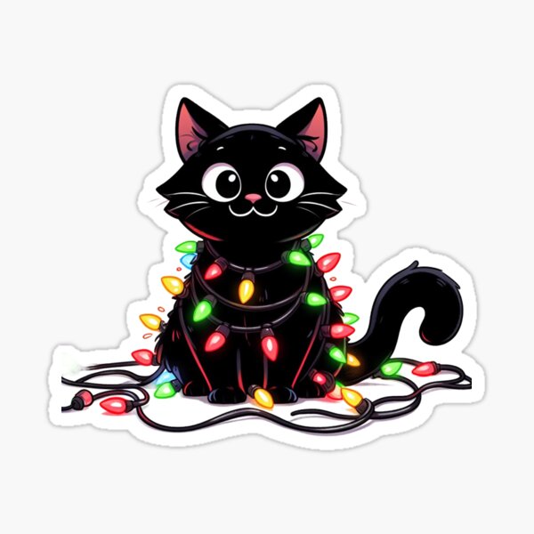 Item preview, Adorable Cat All Wrapped Up in Christmas Lights designed and sold by APK189.