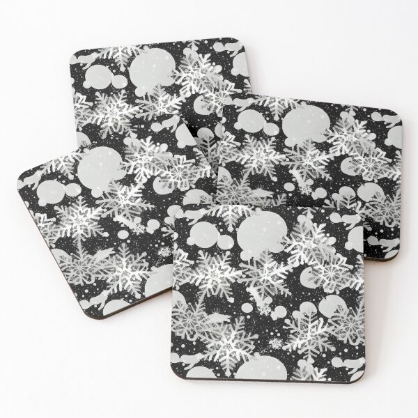 Item preview, Black and White Snowflake Polka Dot Repeating Pattern designed and sold by bubblegoth.