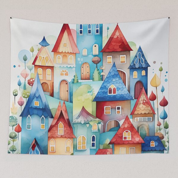 Item preview, Quirky Charm: Colorful Village designed and sold by LittleLuvies.
