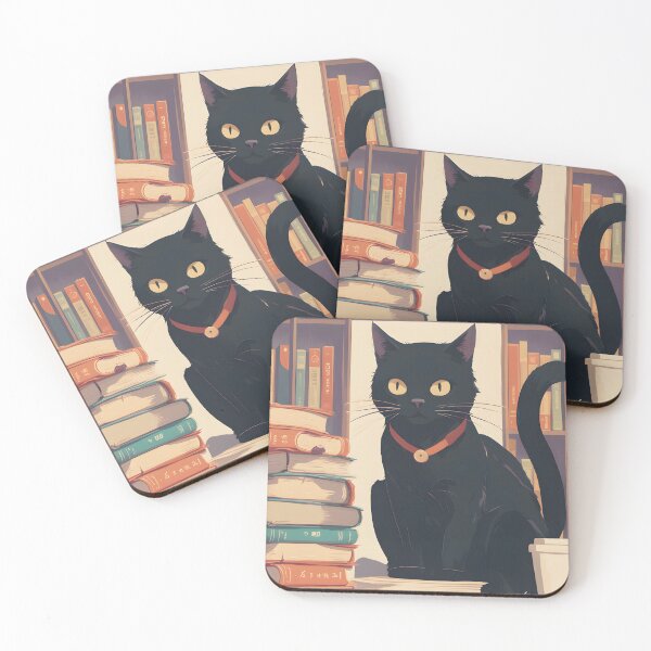 Item preview, coffee cat and books lovers  designed and sold by Catophile.