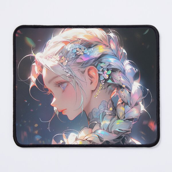 Item preview, Cute Silver Rainbow Braid Anime Girl designed and sold by bubblegoth.