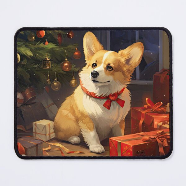 Item preview, Merry Christmas Corgi dog waiting for Santa Claus designed and sold by WallyPink.