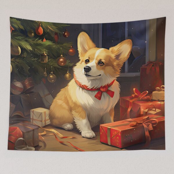 Artikelvorschau, Frohe Weihnachten Corgi Hund wartet auf Santa Claus entworfen und verkauft von WallyPink.