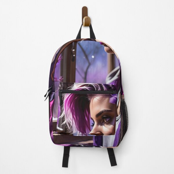 Item preview, Stunningly Beautiful Woman with Pink Purple Colorful Hair Looking Out Her Frosted Winter Window designed and sold by Butler in the Home.