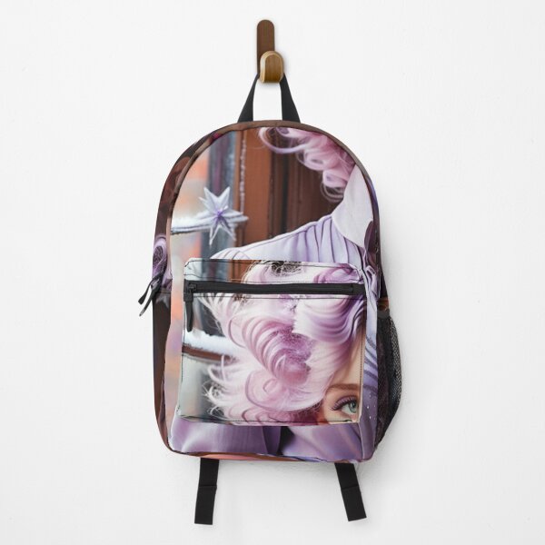 Item preview, Stunningly Beautiful Woman with Pink Purple Colorful Hair Looking Out Her Frosted Winter Window designed and sold by Butler in the Home.